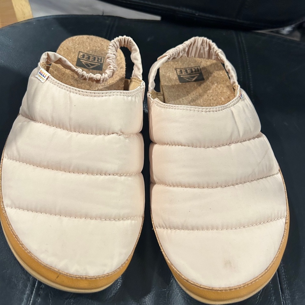 Reef Quilted Slip-On Clog in Cream with Tan Sole